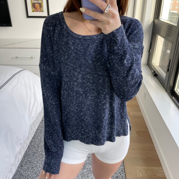 Rag & Bone Scoop Neck Knit Sweater Heather Blue Medium - Picture 1 of 7